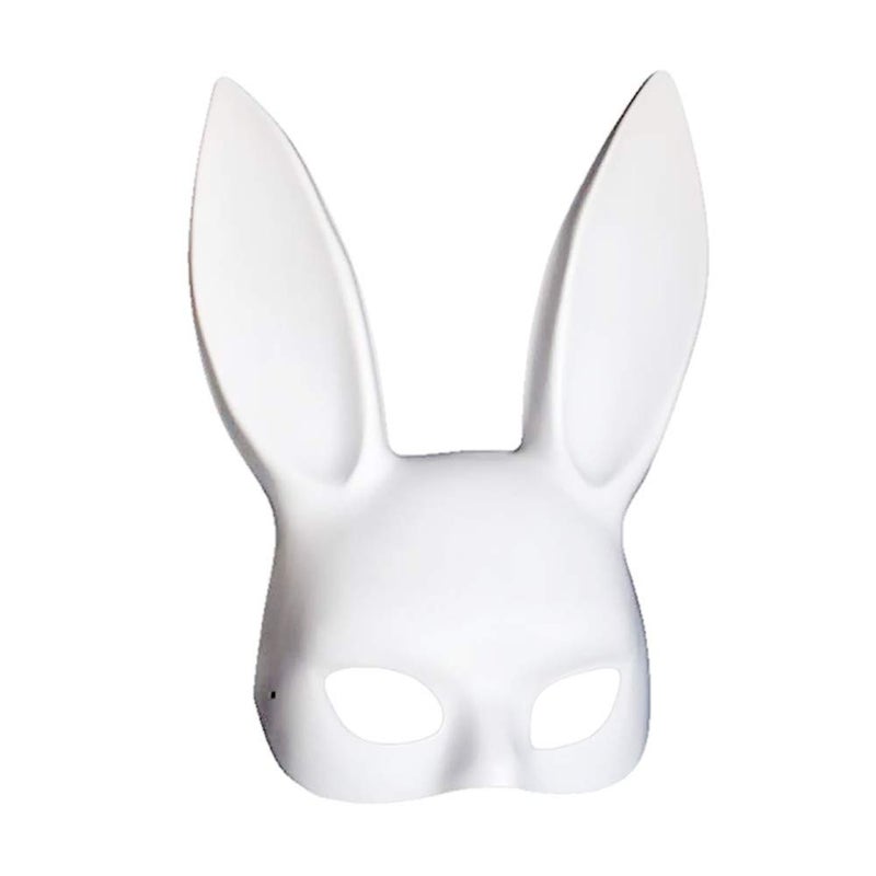 Soochat Bunny Mask Rabbit Half Face Mask for Birthday Party Easter Halloween Masquerade Costume Accessory White - Image 1